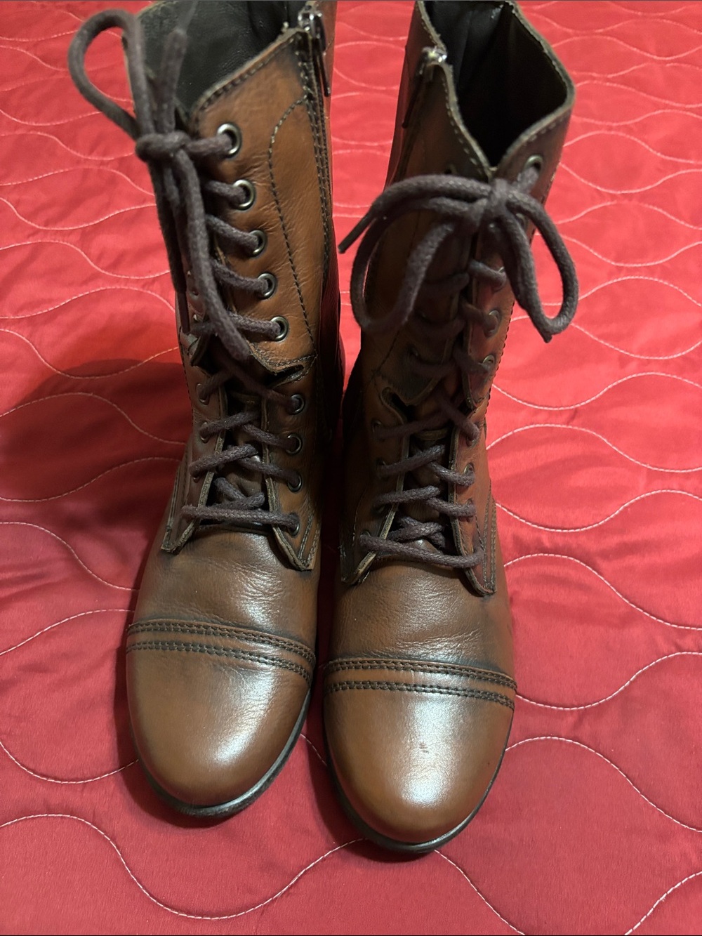 STEVE MADDEN TROOPA COMBAT LACE BOOTS 10 BROWN